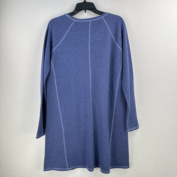 J.Jill Short Dress Womens S Blue Striped Knit Long Sleeve Round Neck Textured - Picture 2 of 7